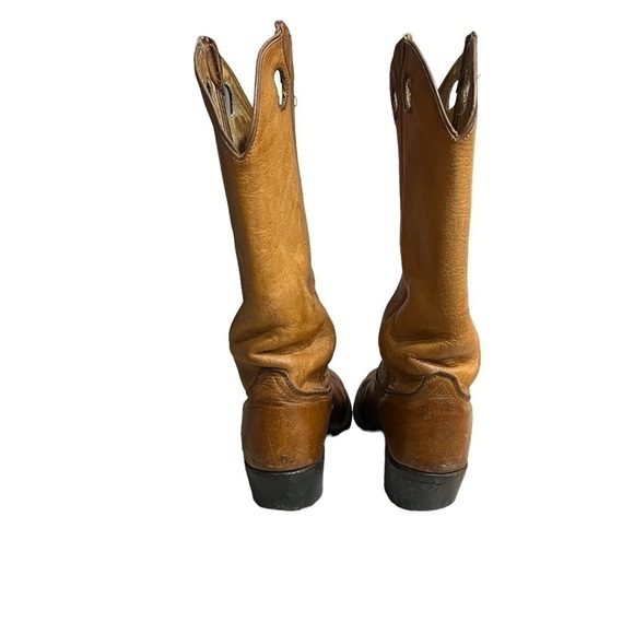 Vintage Wrangler Cowboy Western  Brown Boots Men's SZ 8.5D Tan Leather - Picture 8 of 9